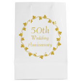 50e Golden Wedding Jubileum Ivy Wreath Medium Cadeauzakje (Achterkant)