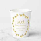 50e Golden Wedding Jubileum Ivy Wreath Papieren Bekers (Achterkant)