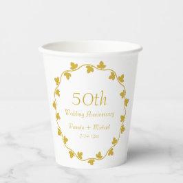 50e Golden Wedding Jubileum Ivy Wreath Papieren Bekers