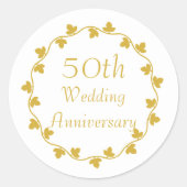 50e Golden Wedding Jubileum Ivy Wreath Ronde Sticker (Voorkant)