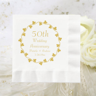 50e Golden Wedding Jubileum Ivy Wreath Servet