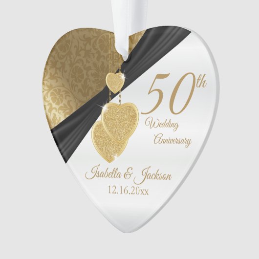 50e 💞 Golden Wedding Jubileum Keepomwille Design Ornament (voorkant)