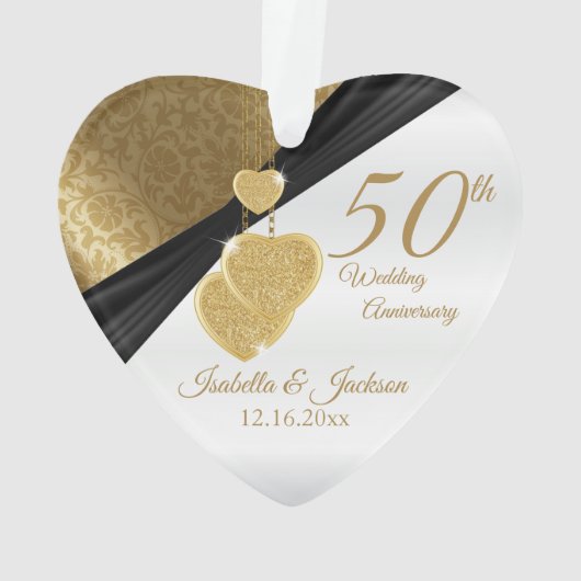 50e 💞 Golden Wedding Jubileum Keepomwille Design Ornament (achterkant)
