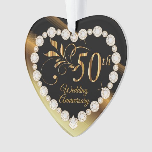 50e Golden Wedding Jubileum Keepsake Design Ornament (voorkant)