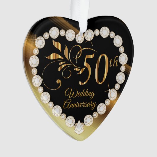 50e Golden Wedding Jubileum Keepsake Design Ornament (voorkant)