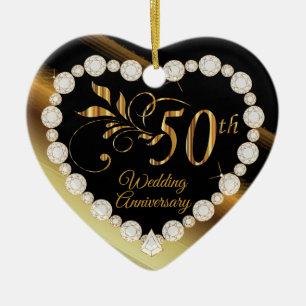 50e Golden Wedding Jubileum Keepslag Keramisch Ornament