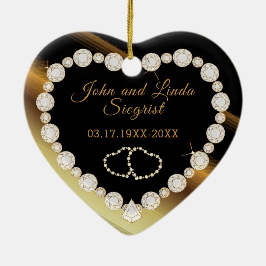 50e Golden Wedding Jubileum Keepslag Keramisch Ornament (Achterkant)