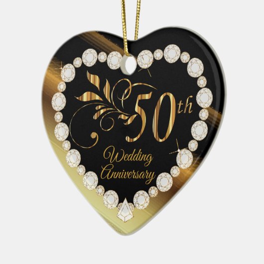 50e Golden Wedding Jubileum Keepslag Keramisch Ornament (Links)