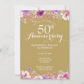 50e Golden Wedding Jubileum Land Floral Kaart (Voorkant)