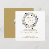 50e Golden Wedding Jubileum Lavendel Bloemen Kaart (Voorkant / Achterkant)