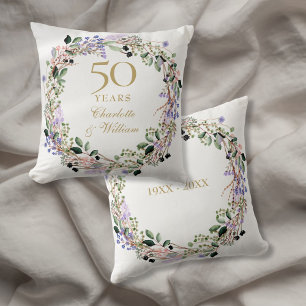 50e Golden Wedding Jubileum Lavendel Bloemen Kussen