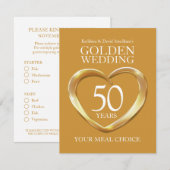 50e Golden Wedding Jubileum maaltijdkeuze Informatiekaartje (Voorkant / Achterkant)
