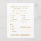 50e Golden Wedding Jubileum maaltijdkeuze Informatiekaartje (Achterkant)