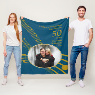 50e Golden Wedding Jubileum maken van mooie muziek Fleece Deken