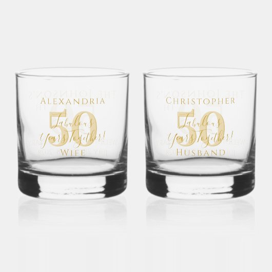 50e Golden Wedding Jubileum Matching Whisky Glas (Achterkant)
