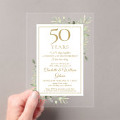 50e Golden Wedding Jubileum Memories Greenery Acryl Uitnodigingen (Insitu (Draagbaar))
