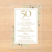 50e Golden Wedding Jubileum Memories Greenery Acryl Uitnodigingen (Voorkant)