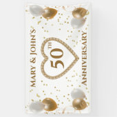 50e Golden Wedding Jubileum, met namen, Spandoek (Verticaal)