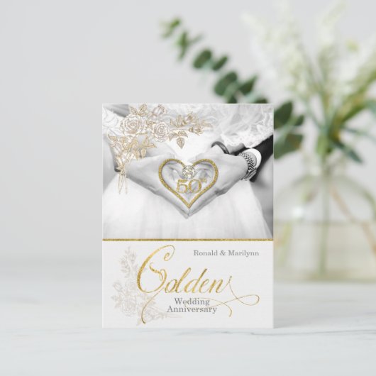 50e Golden Wedding Jubileum met Names Briefkaart (Staand voorkant)
