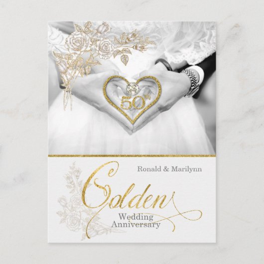 50e Golden Wedding Jubileum met Names Briefkaart (Voorkant)