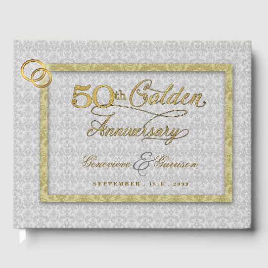 50e Golden Wedding Jubileum met Silver Foto Gastenboek (Voorkant)
