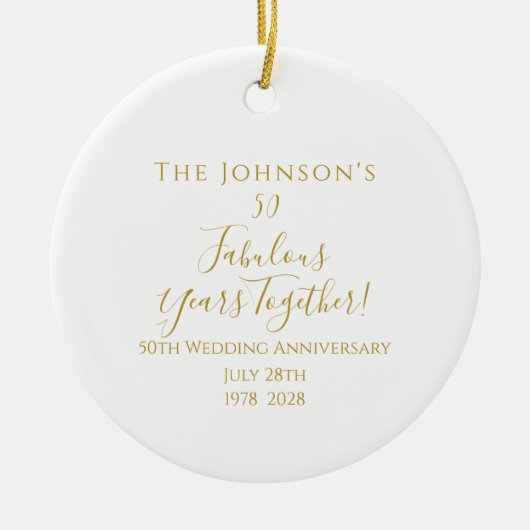 50e Golden Wedding Jubileum Minimal Keramisch Ornament (Voorkant)