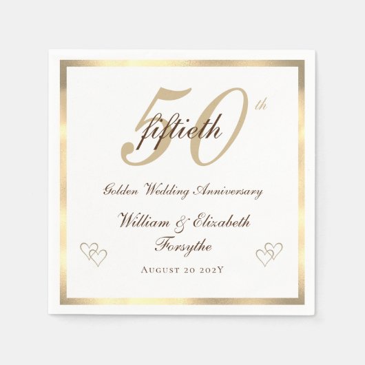 50e Golden Wedding Jubileum Napkin Servet (Voorkant)