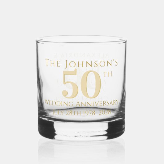 50e Golden Wedding Jubileum op persoonlijke titel Whisky Glas (Voorkant)