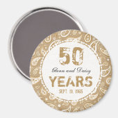 50e Golden Wedding Jubileum Paisley Pattern Magneet (Voorkant / Achterkant)