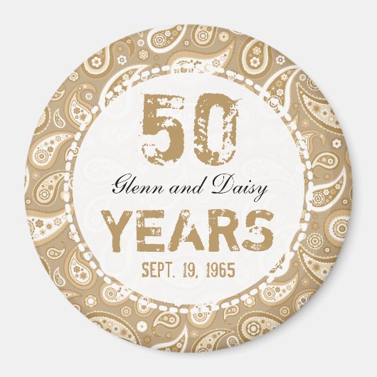 50e Golden Wedding Jubileum Paisley Pattern Magneet (Voorkant)