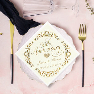 50e Golden Wedding Jubileum Paper Napkins Servetten