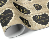 50e Golden Wedding Jubileum Pattern | DIY-tekst Cadeaupapier (Rol Hoek)