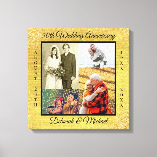 50e Golden Wedding Jubileum Persoonlijke foto Canvas Afdruk (Voorkant)