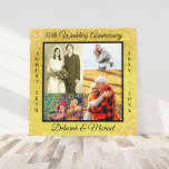 50e Golden Wedding Jubileum Persoonlijke foto Canvas Afdruk<br><div class="desc">Creëer je eigen fotocollage voor een unieke 50ste weddenschap Jubileum Gift. Dit elegante en moderne ontwerp heeft een gouden en zwarte kleurenpalet met een glitter- en textuureffect. Het fotomalplaatje is opstelling klaar voor u om 4 van uw favoriete foto's van de laatste 50 jaar toe te voegen, die met de...</div>