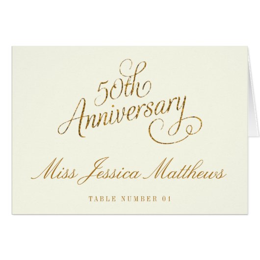 50e Golden Wedding Jubileum Place Cards (Voorkant Horizontaal)