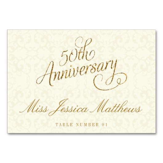 50e Golden Wedding Jubileum Place Cards Kaart (Voorkant)