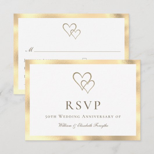 50e Golden Wedding Jubileum-reactiekaart RSVP Kaartje (Voorkant / Achterkant)