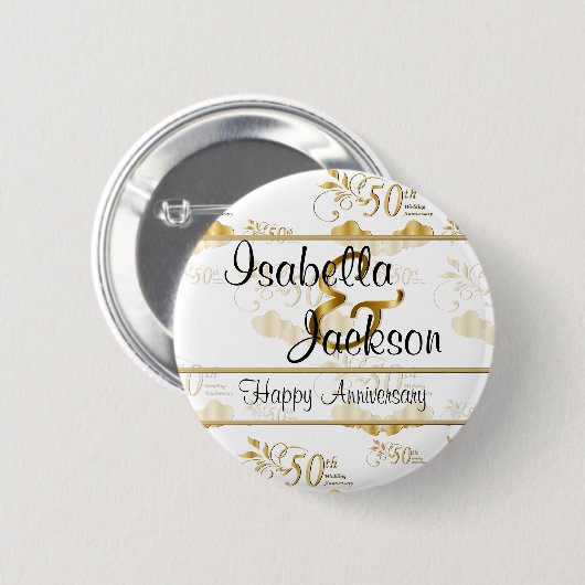 50e Golden Wedding Jubileum Ronde Button 5,7 Cm (Voorkant /achterkant)