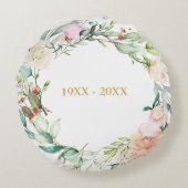 50e Golden Wedding Jubileum Rozen Garland Rond Kussen (Achterkant)