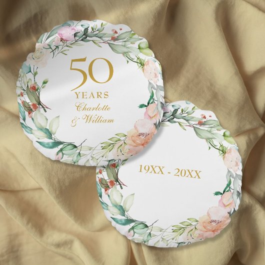 50e Golden Wedding Jubileum Rozen Garland Rond Kussen