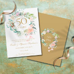 50e Golden Wedding Jubileum Rozen Garland Save The Date<br><div class="desc">Deze botanische 50e trouwdag met een delicate waterverf bloemperkool,  met als enige de datum waarop de uitnodiging wordt ontvangen,  kan worden gepersonaliseerd met je speciale bewaarder de datuminformatie. Op de achterzijde staat een matchende bloemkool die je jubileumdata in elegante witte tekst op een gouden achtergrond plaatst. Ontworpen door: Thisnotme©</div>