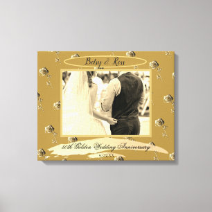 "50e Golden Wedding Jubileum" Rozen Oud goud Canvas Afdruk