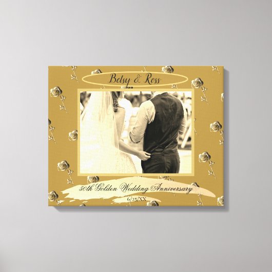 "50e Golden Wedding Jubileum" Rozen Oud goud Canvas Afdruk (Voorkant)
