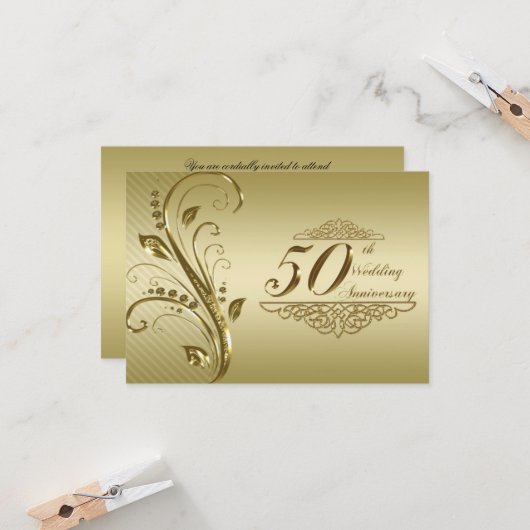 50e Golden Wedding Jubileum RSVP-kaart Kaart (Voorkant / Achterkant in situ)