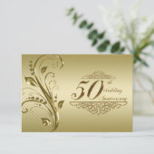 50e Golden Wedding Jubileum RSVP-kaart RSVP Kaartje (Staand voorkant)