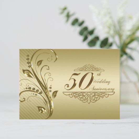 50e Golden Wedding Jubileum RSVP-kaart RSVP Kaartje (Staand voorkant)