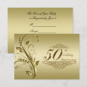 50e Golden Wedding Jubileum RSVP-kaart RSVP Kaartje (Voorkant / Achterkant)