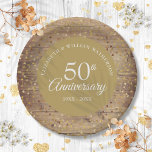 50e Golden Wedding Jubileum Rustic Confetti Papieren Bordje<br><div class="desc">Met een delicate gouden liefde hartenbekentenis op een rustige houtachtergrond. Geef je een persoonlijk tintje met je speciale 50 jaar gouden huwelijkstrouwdag-informatie in het krijt. Ontworpen door: Thisnotme©</div>