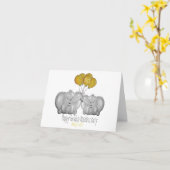 50e Golden Wedding Jubileum schattige olifant Kaart (Gele Bloem)