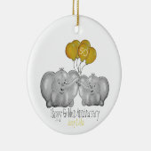50e Golden Wedding Jubileum schattige olifant Keramisch Ornament (Rechts)